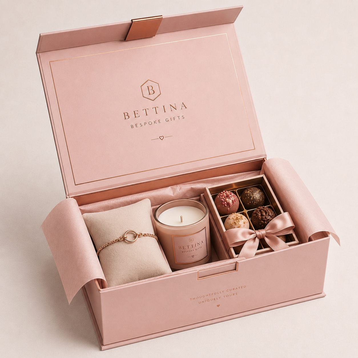 A blush pink bespoke gift box